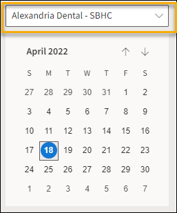 Calendar with a yellow highlight box around the location.  